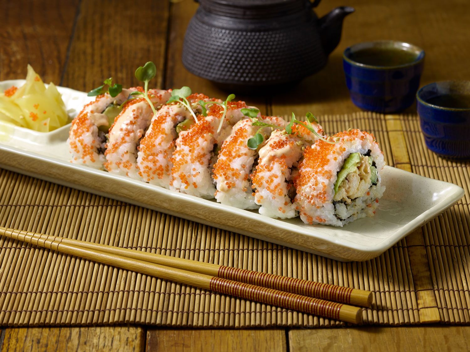 A plate of Japanese sushi roll